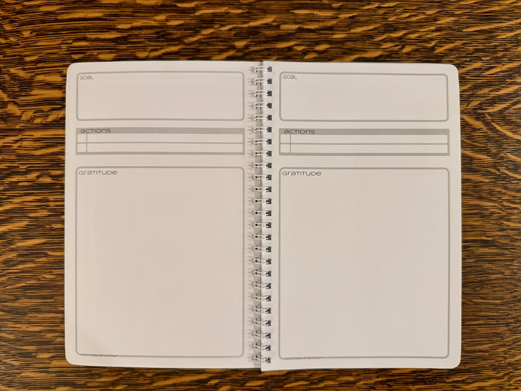 inside daily goals and gratitude journal for creatives