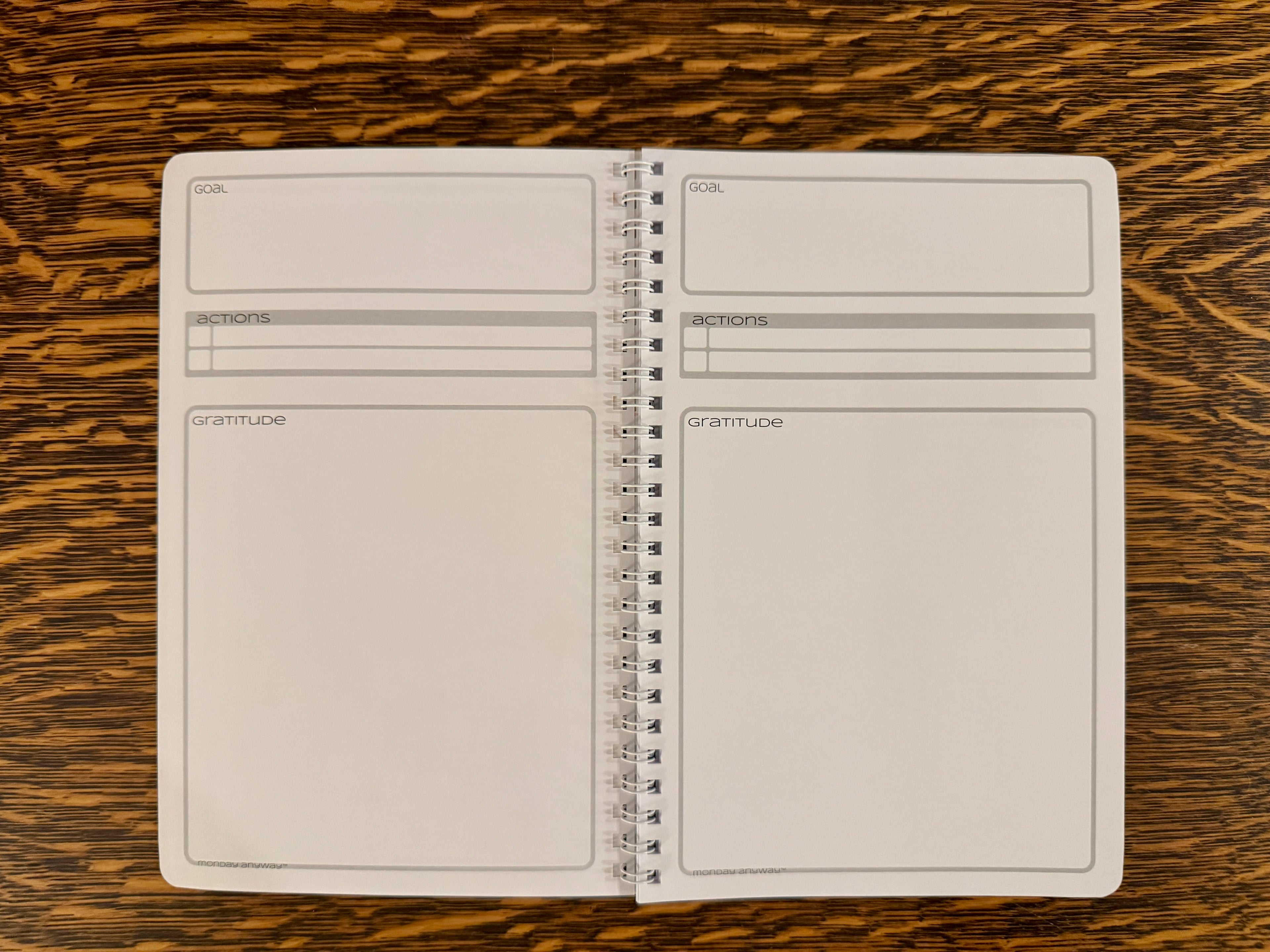 inside daily goals and gratitude journal for creatives