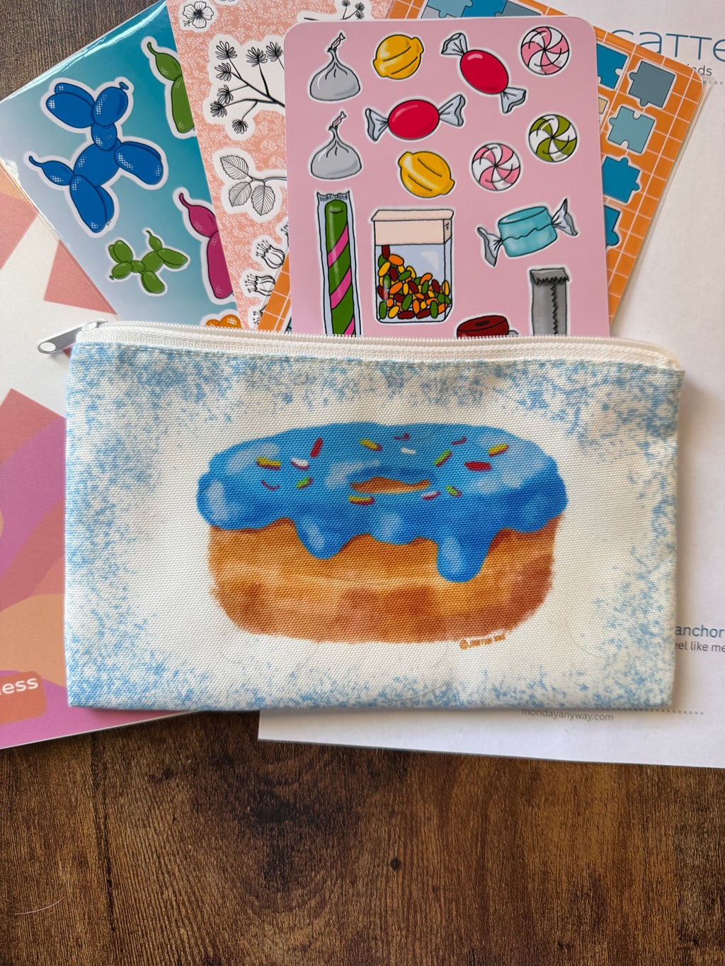 Blue Donut Pencil Pouch | Zipper Pouch | Small Organizer