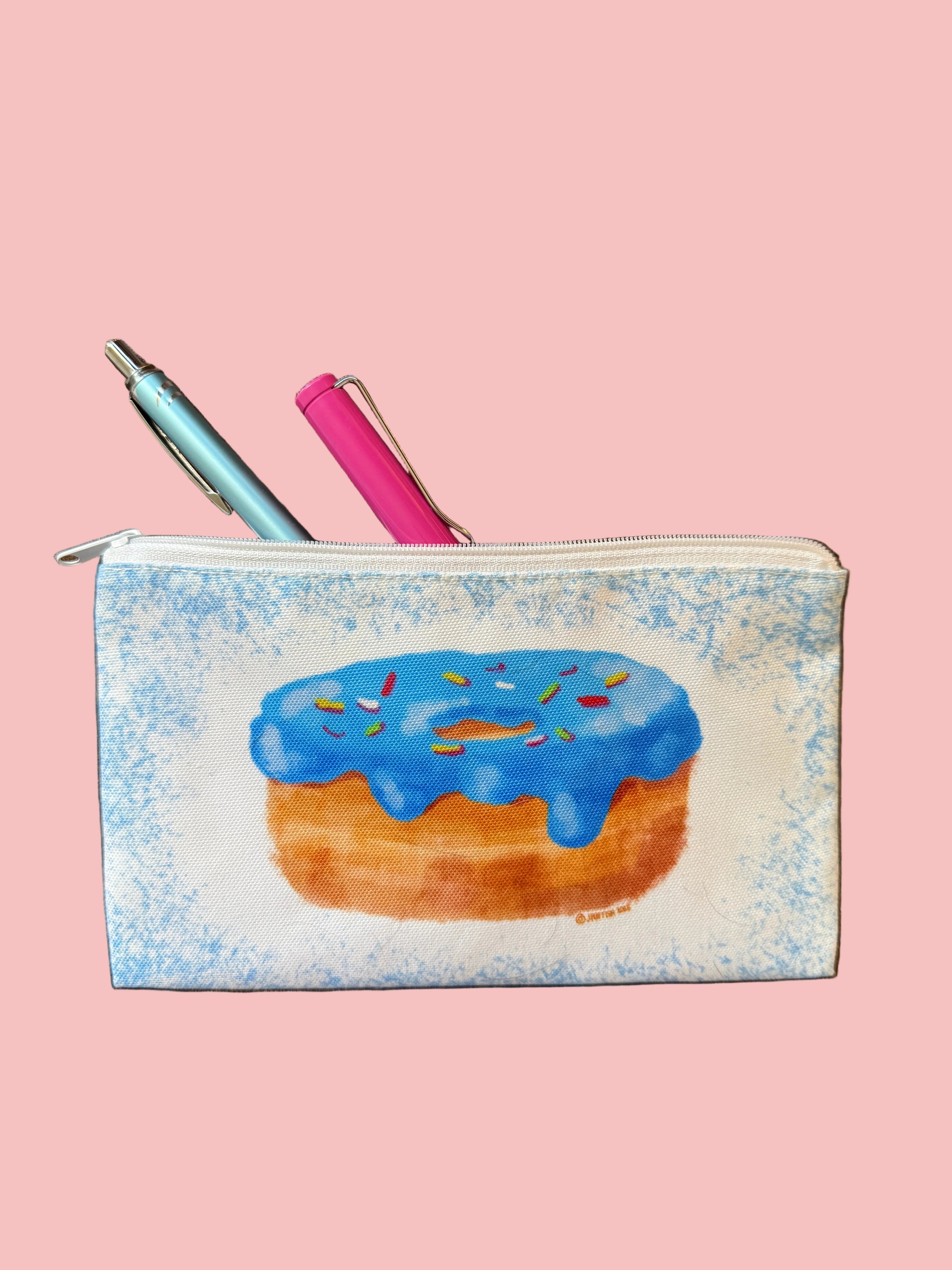Blue Donut Pencil Pouch | Zipper Pouch | Small Organizer