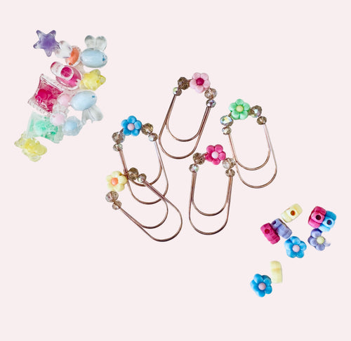 Decorative jumbo paper clips with colorful beads and flowers 
