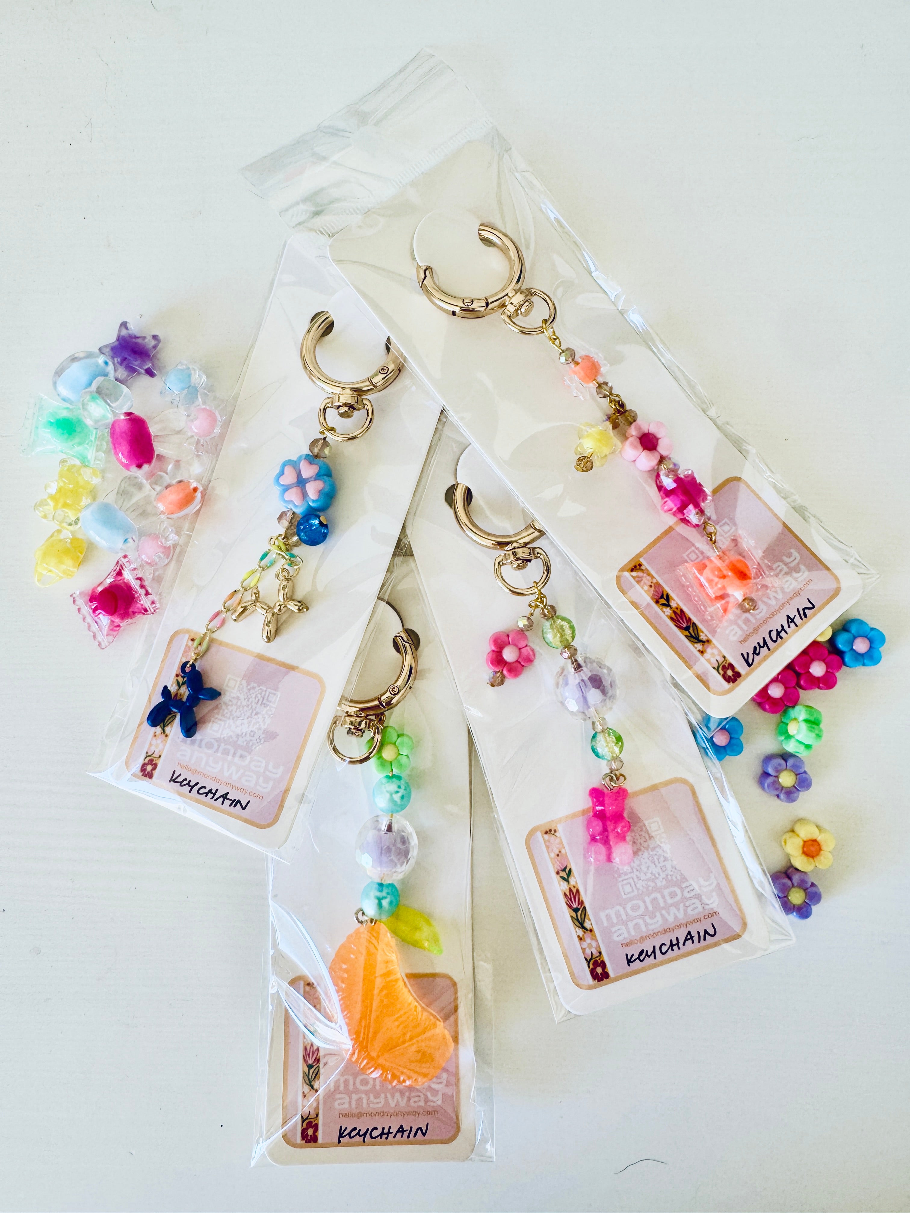 Handmade Beaded Bag Charm Keychain