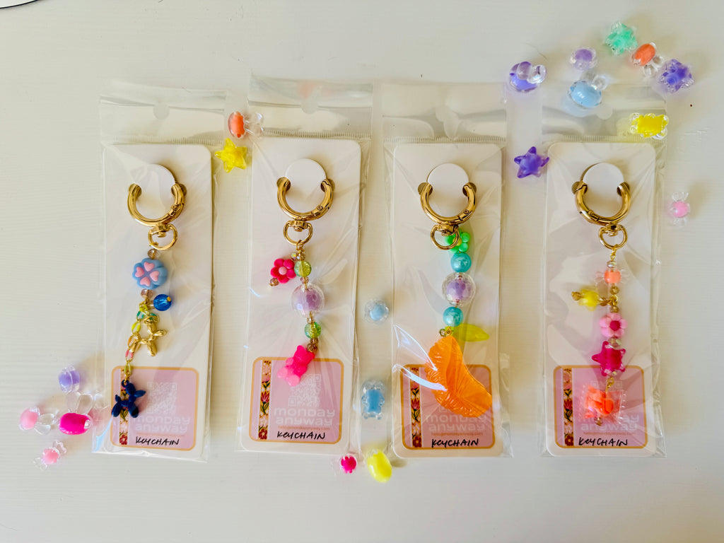 Handmade Beaded Bag Charm Keychain