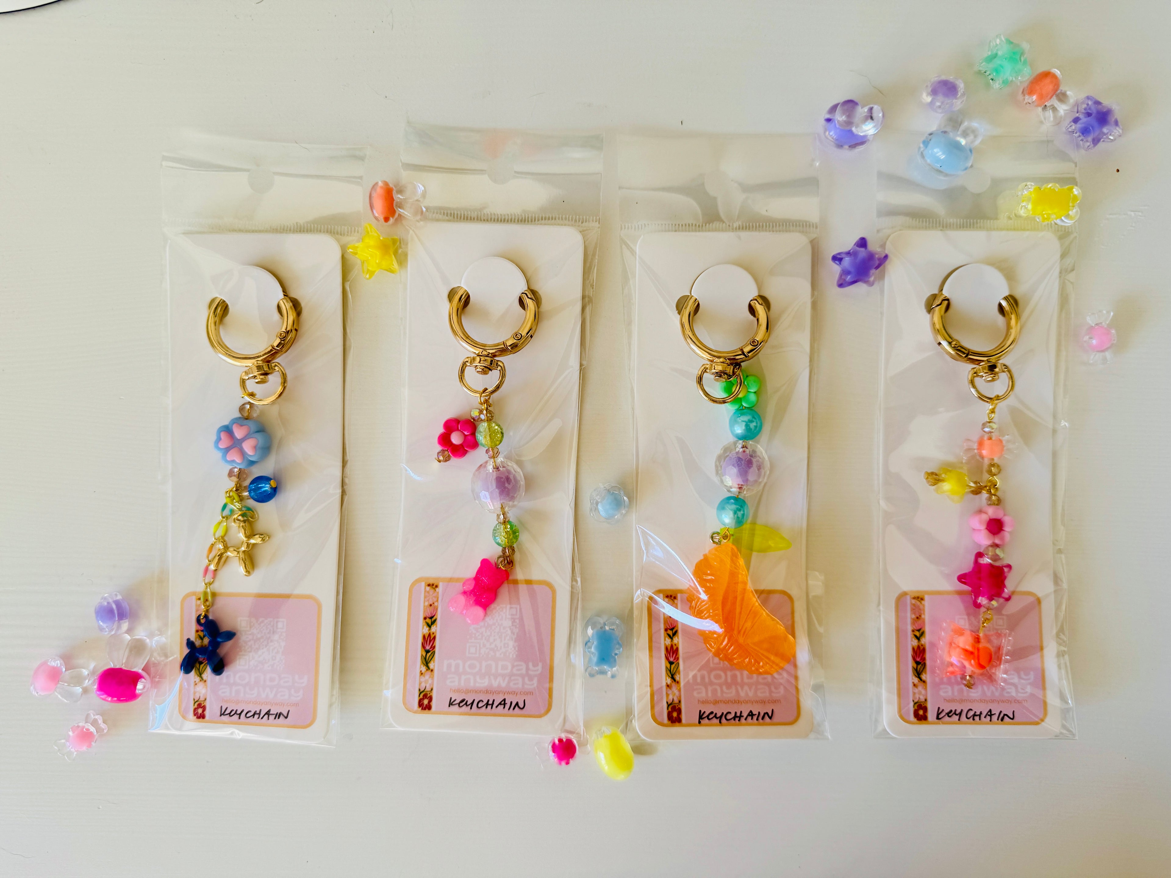 Handmade Beaded Bag Charm Keychain