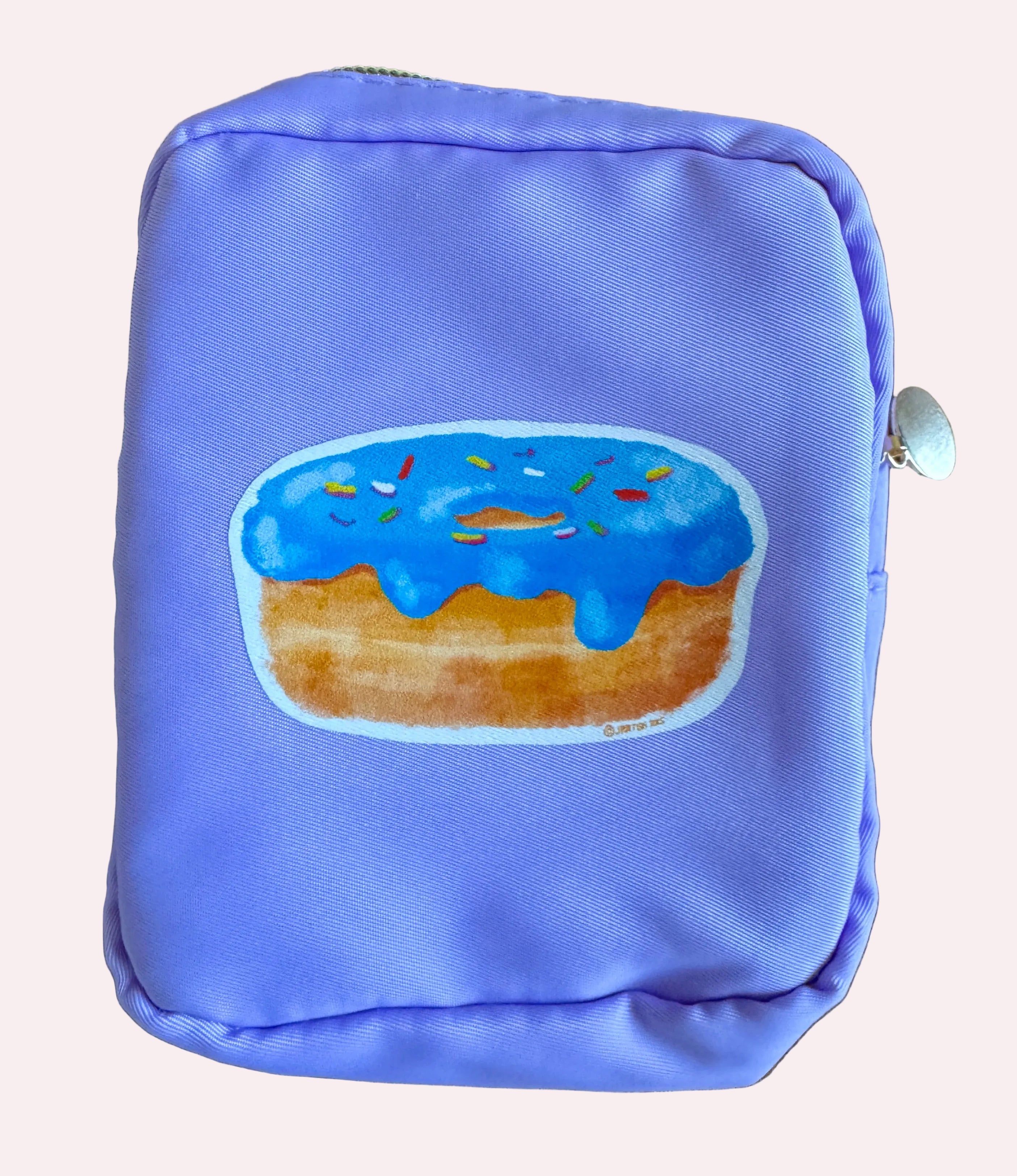 Purple pouch with a donut illustration