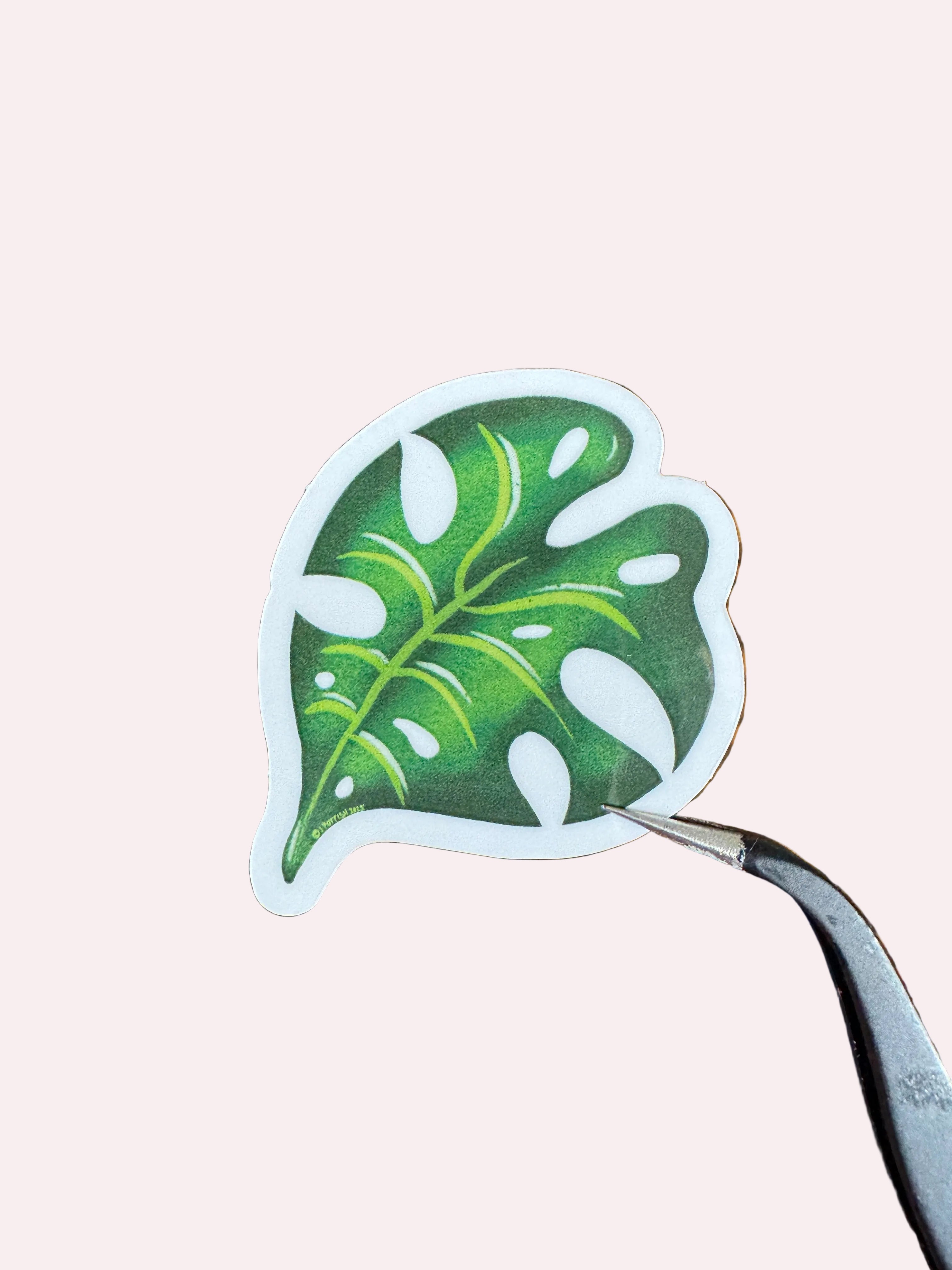monstera leaf glossy sticker