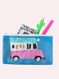 zipper pencil case with ice cream trick drawing
